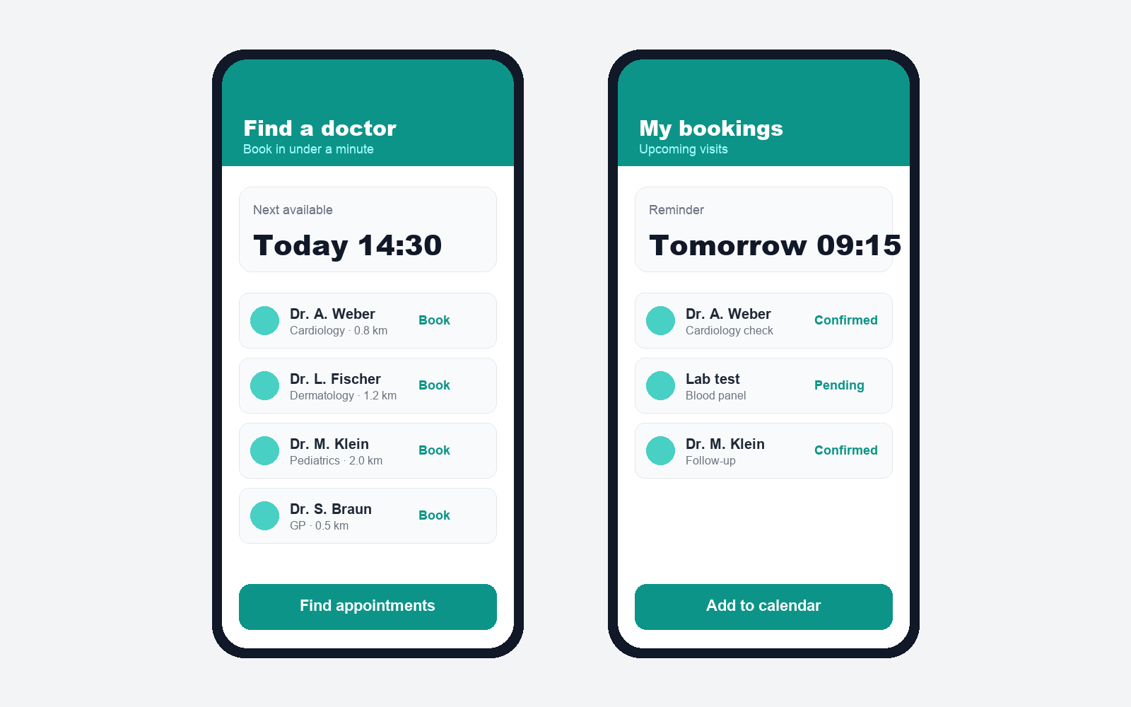 MediBook — patient booking app